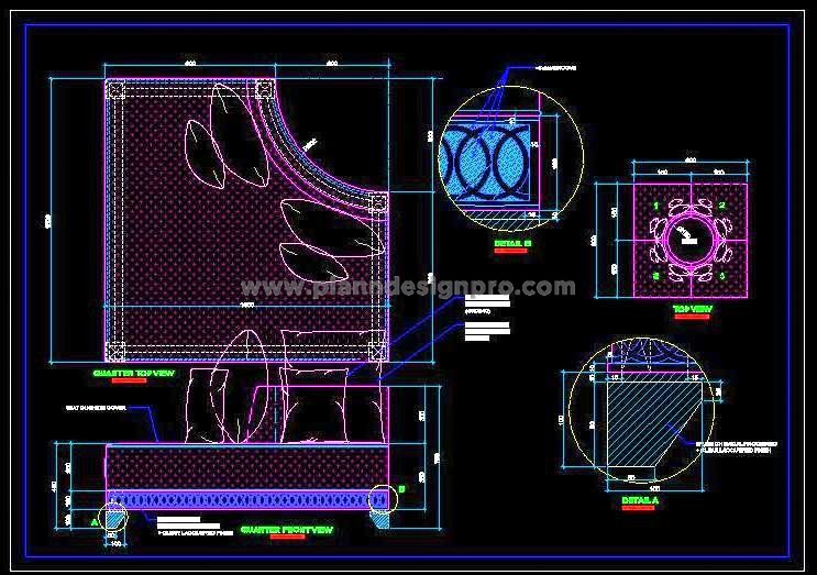 Group Seating Sofa with Brass Legs- AutoCAD Design